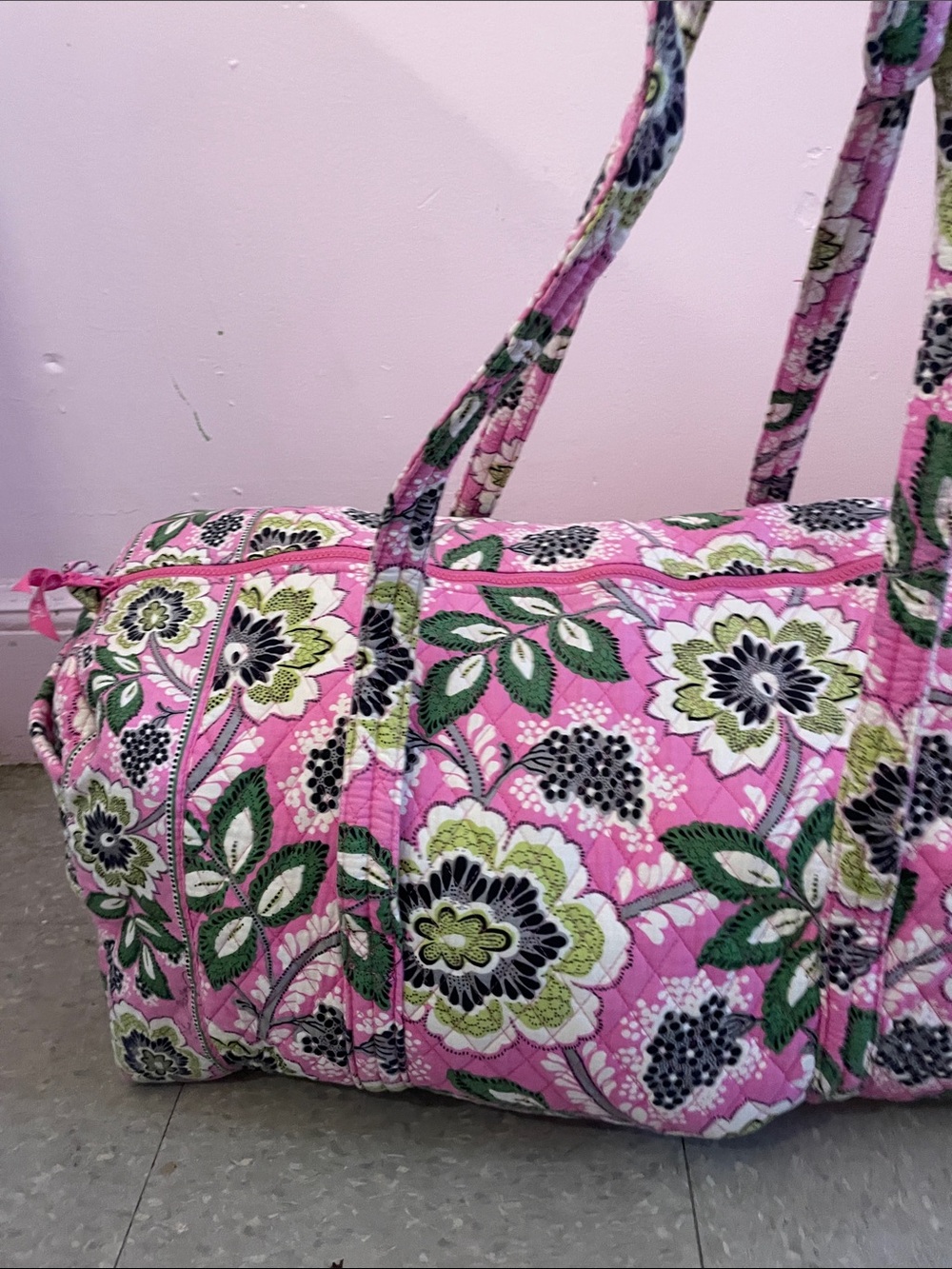 Vera Bradley Pink Floral Quilted Travel Duffel